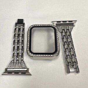 Bling Rhinestone Apple Watch Band & Protective Case Set - 40mm Silver